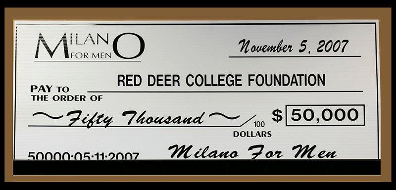 Milano for Men Donate to the Red Deer College $50,000